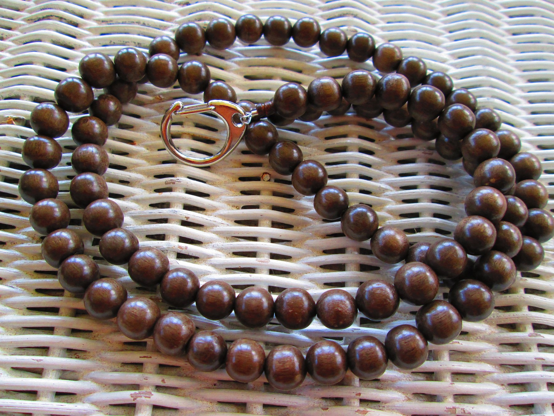 Lanyard, Dove Grey 10mm Wood Handmade Beaded Lanyard, 935, detail 4
