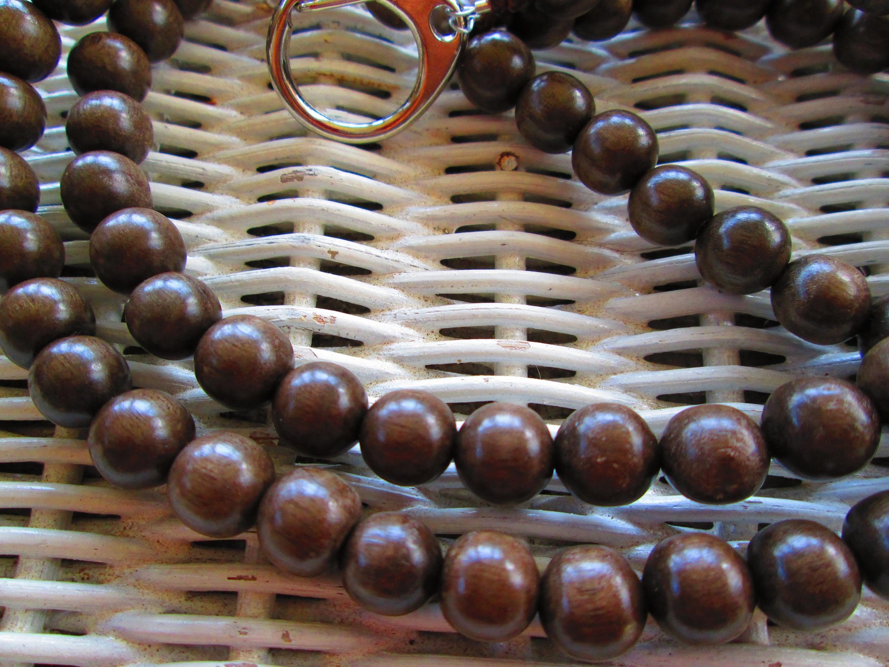 Lanyard, Dove Grey 10mm Wood Handmade Beaded Lanyard, 935, detail 5
