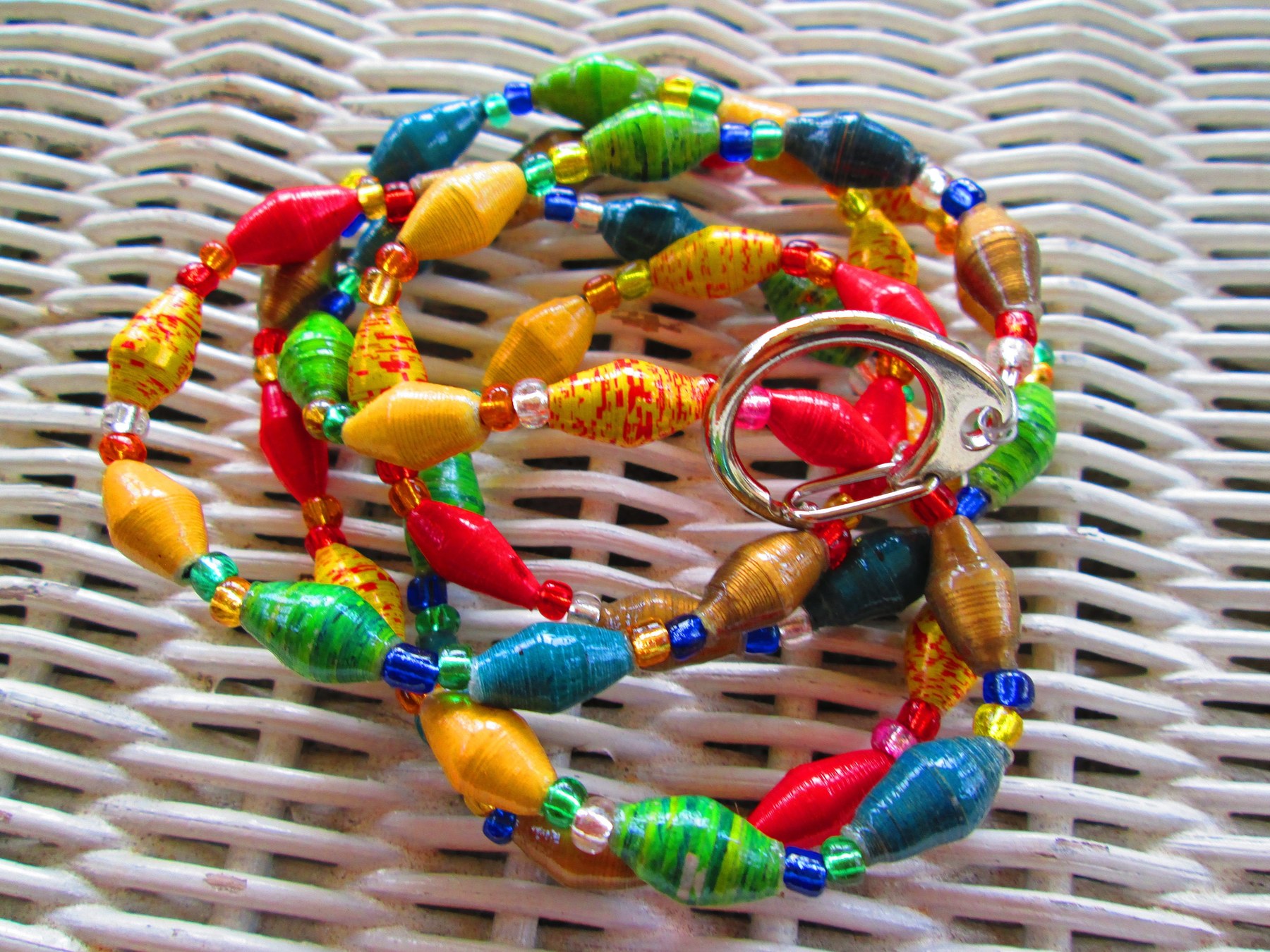 Lanyard, Outreach Uganda Autumn SplendorPaper Beads handmade lanyard, 925