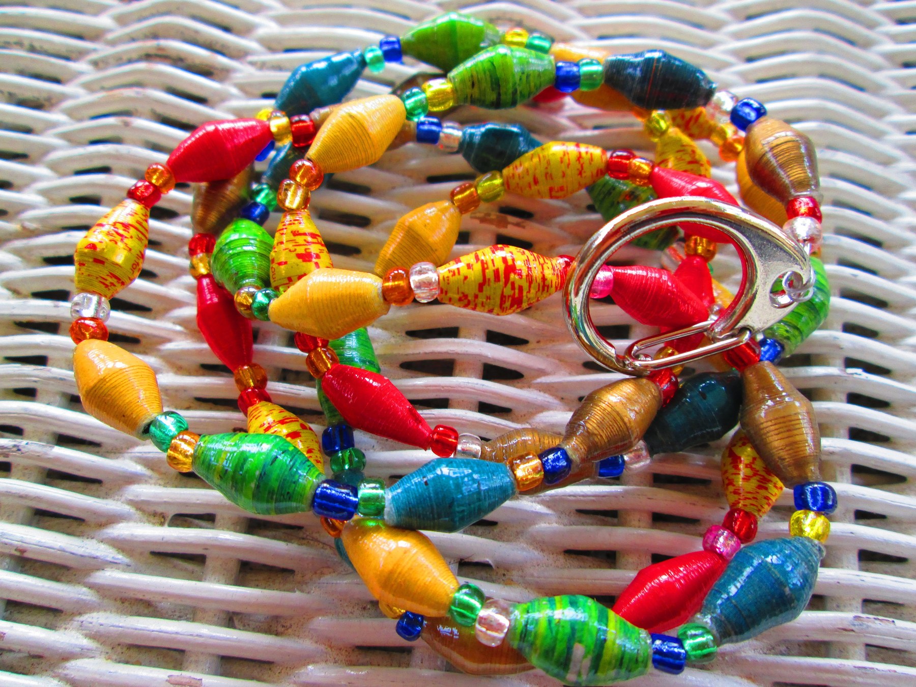 Lanyard, Outreach Uganda Autumn SplendorPaper Beads handmade lanyard, 925, detail 4