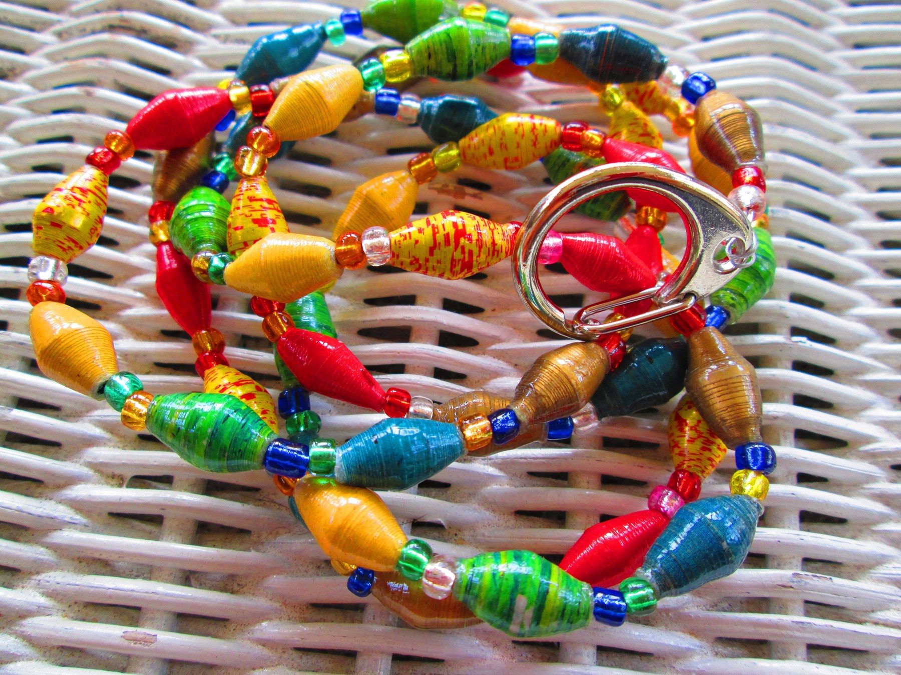 Lanyard, Outreach Uganda Autumn SplendorPaper Beads handmade lanyard, 925, detail 5