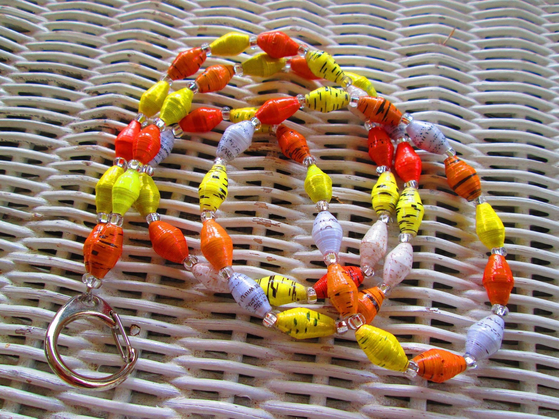 Lanyard, Outreach Uganda Daffodil Paper Beaded Handmade Lanyard, 927, detail 2
