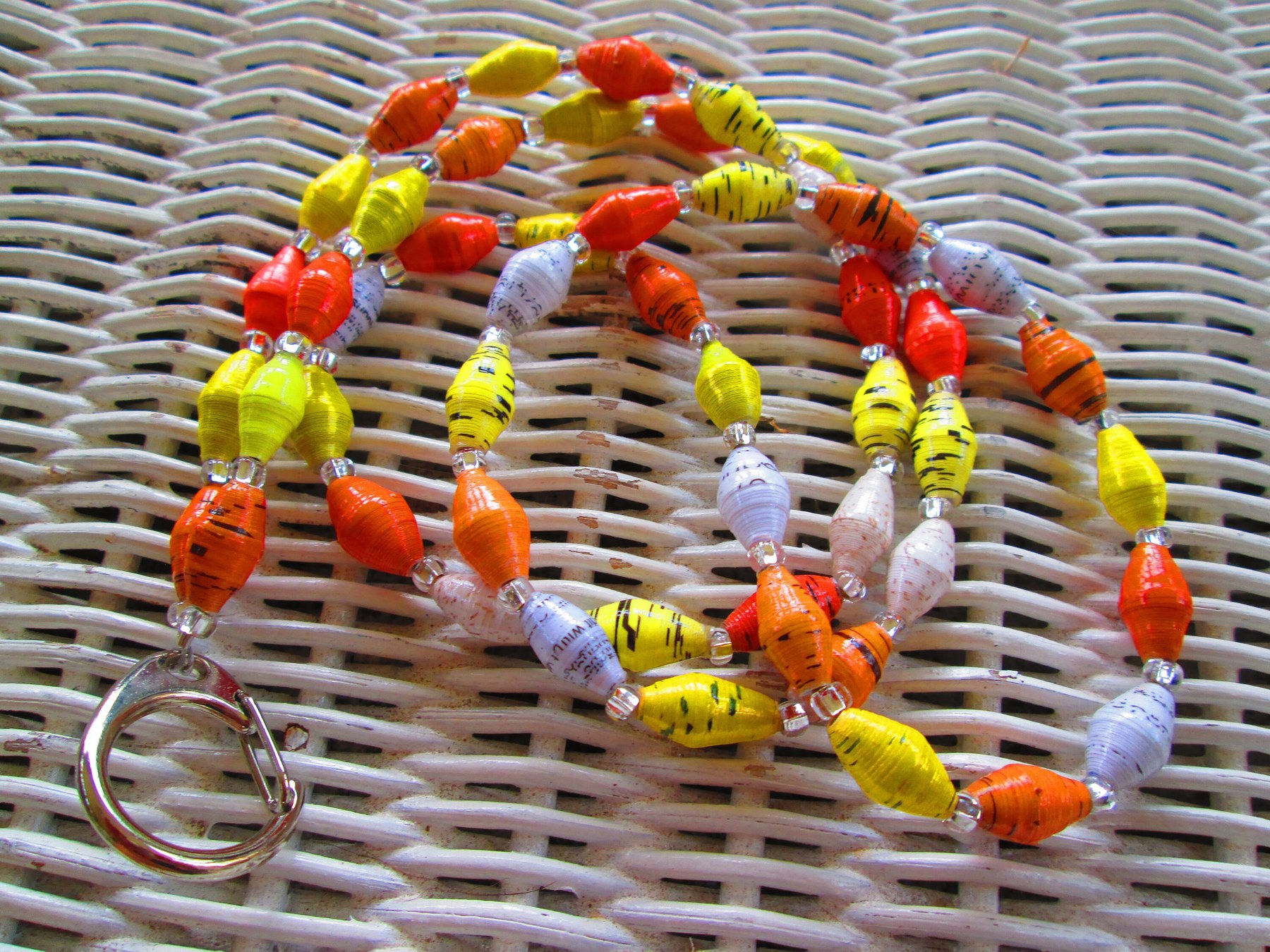 Lanyard, Outreach Uganda Daffodil Paper Beaded Handmade Lanyard, 927, detail 4