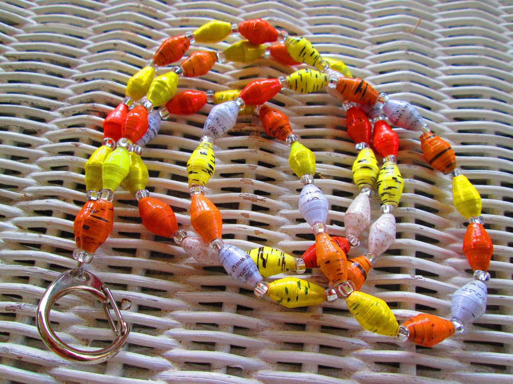 Lanyard, Outreach Uganda Daffodil Paper Beaded Handmade Lanyard, 927, detail 5