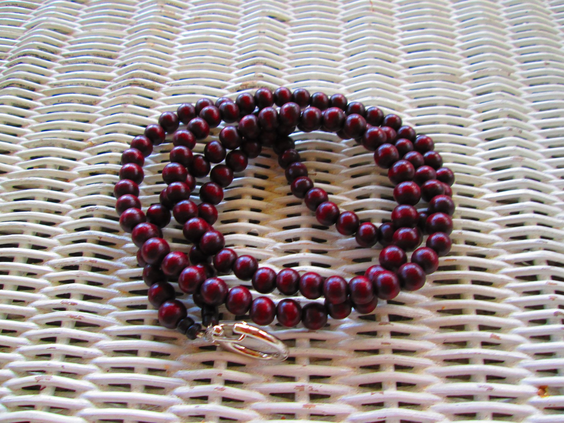 Lanyard, Burgundy 8mm Wood Beaded Handmade Lanyard, 942