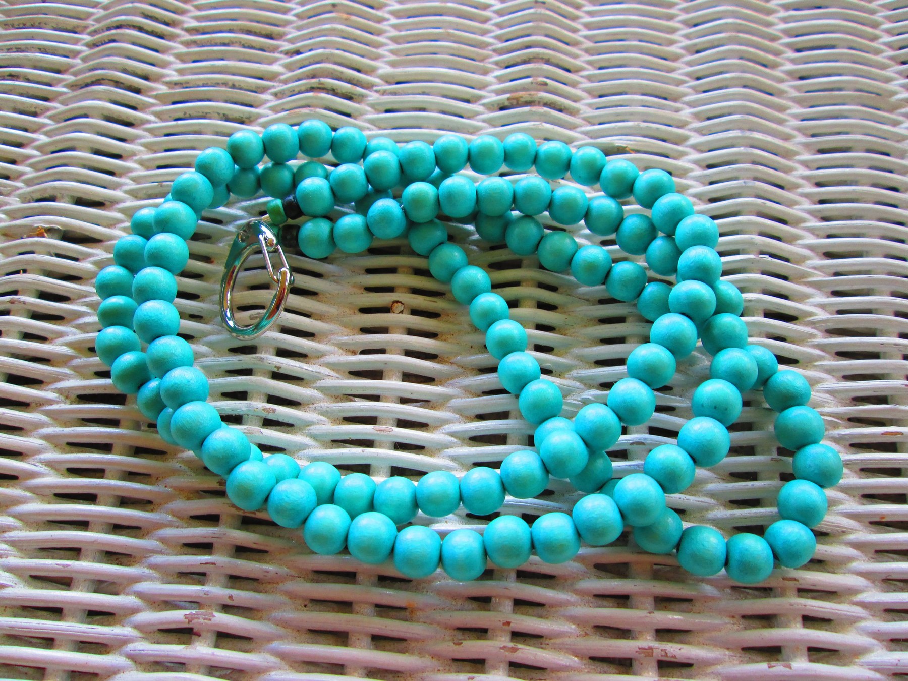 Lanyard, Turquoise 8mm Wood Bead Lanyard, 943