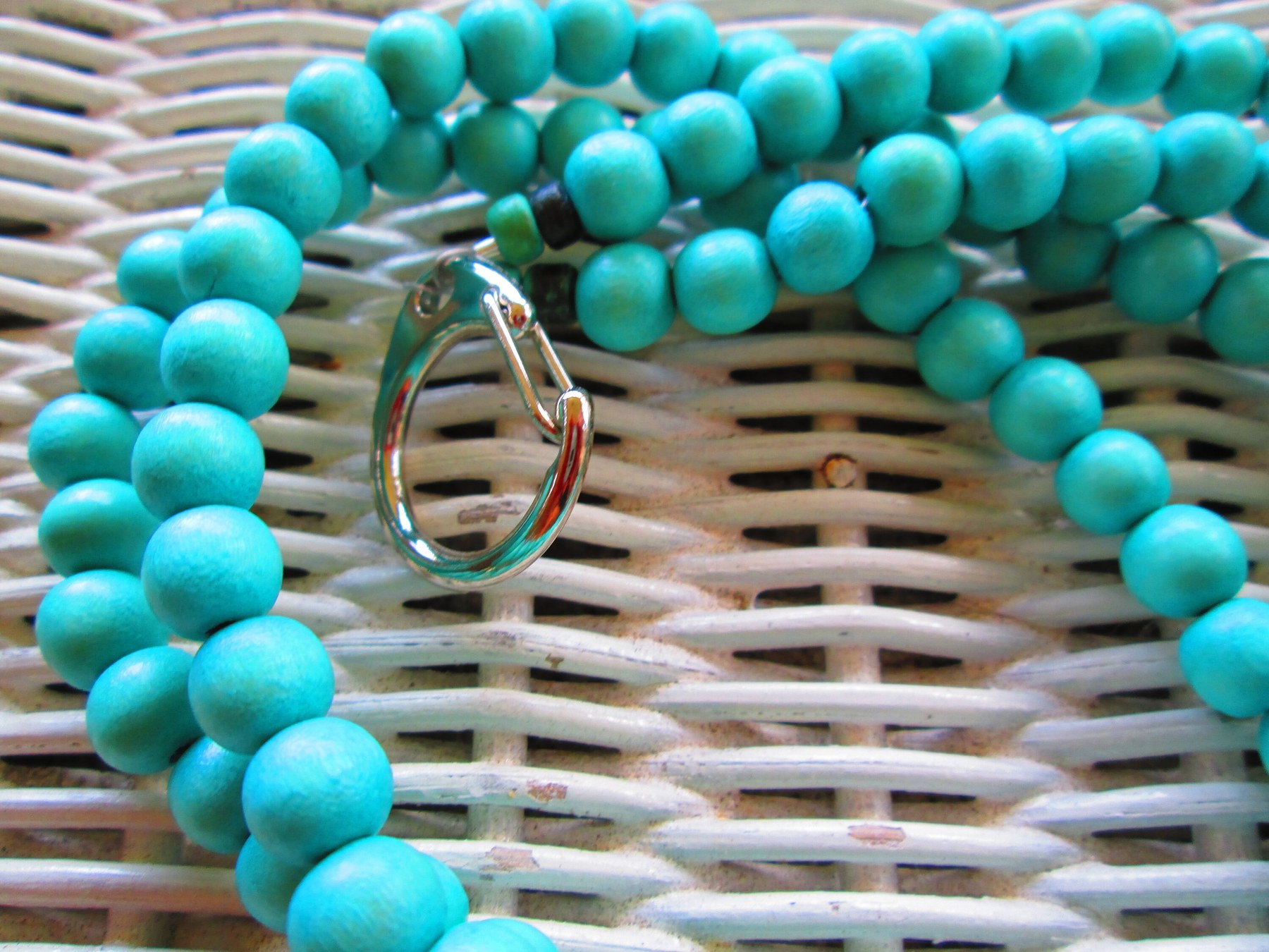 Lanyard, Turquoise 8mm Wood Bead Lanyard, 943, detail 3