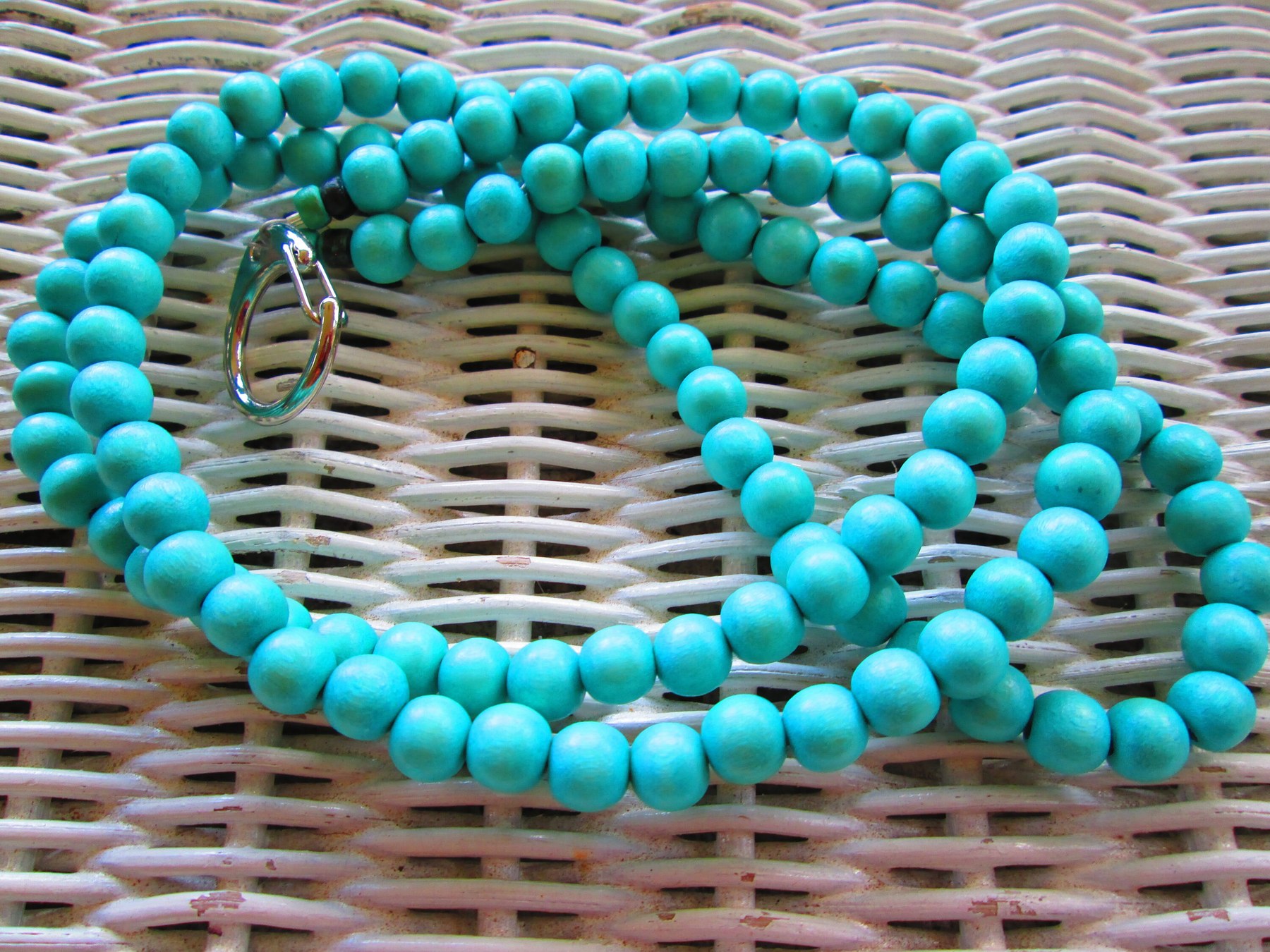 Lanyard, Turquoise 8mm Wood Bead Lanyard, 943, detail 4
