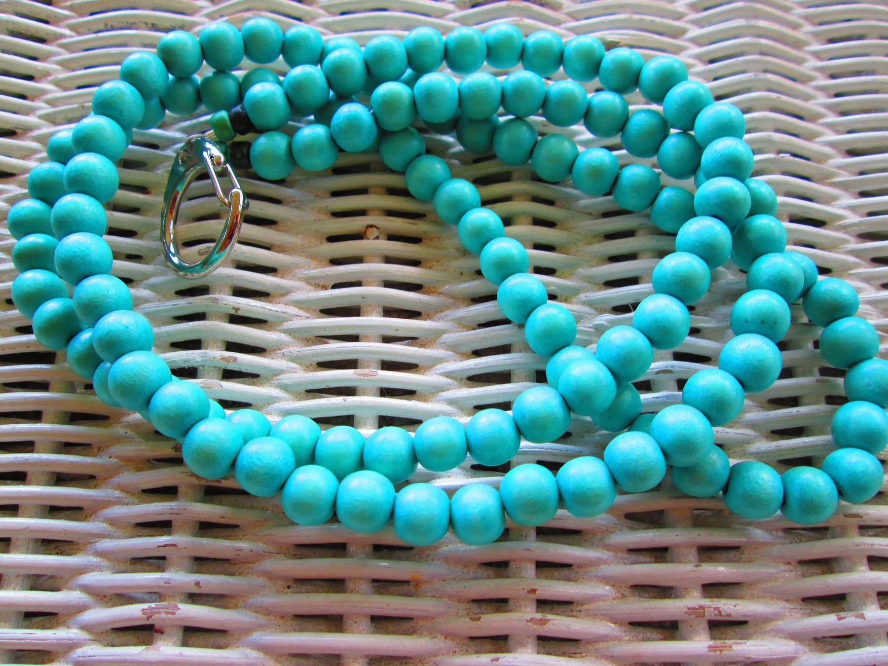 Lanyard, Turquoise 8mm Wood Bead Lanyard, 943, detail 5