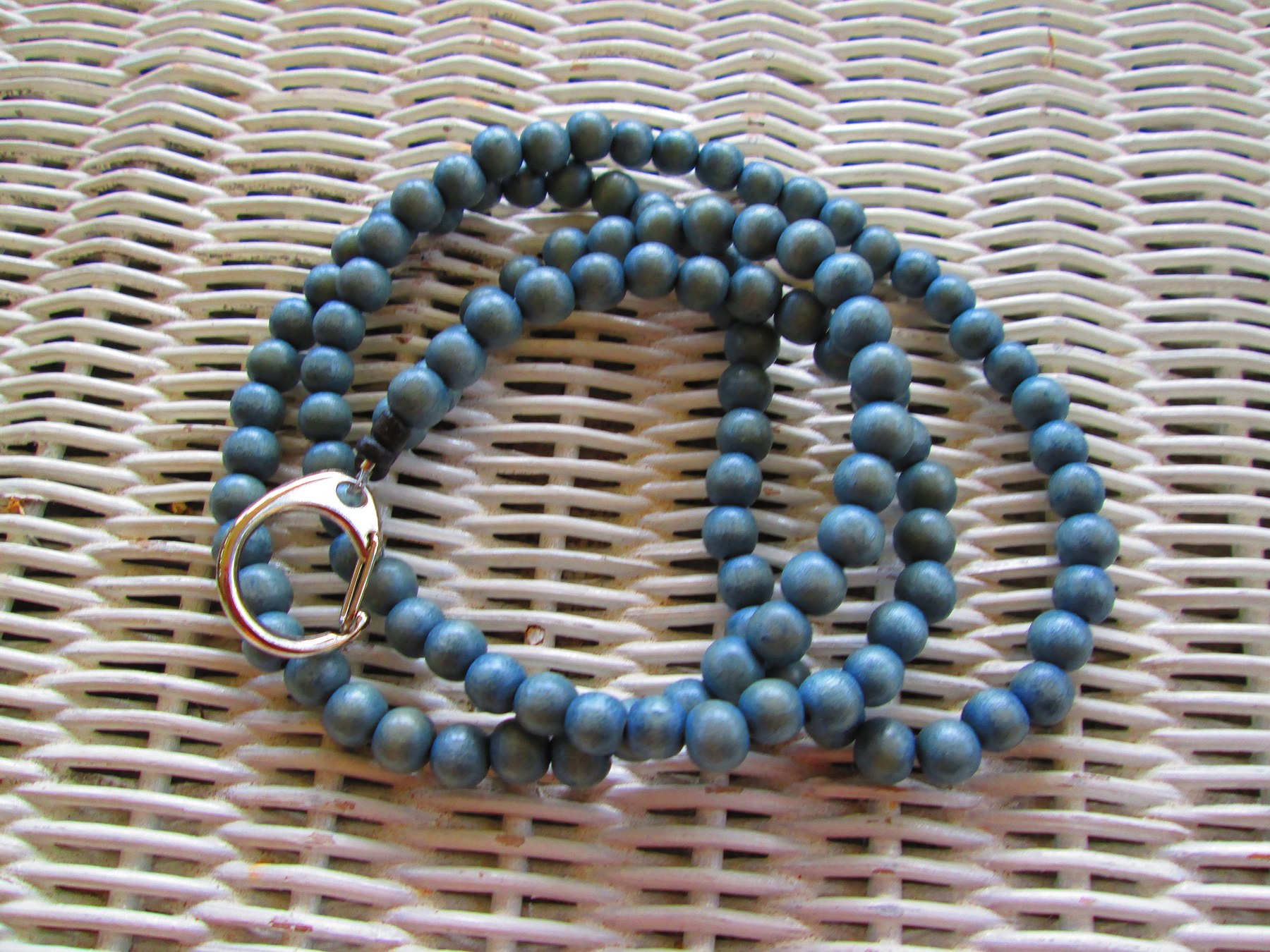 Lanyard, Bracing Blue 8mm Wood Bead Lanyard, 948