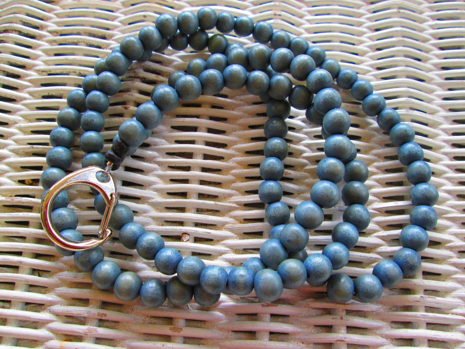 Lanyard, Bracing Blue 8mm Wood Bead Lanyard, 948, detail 2