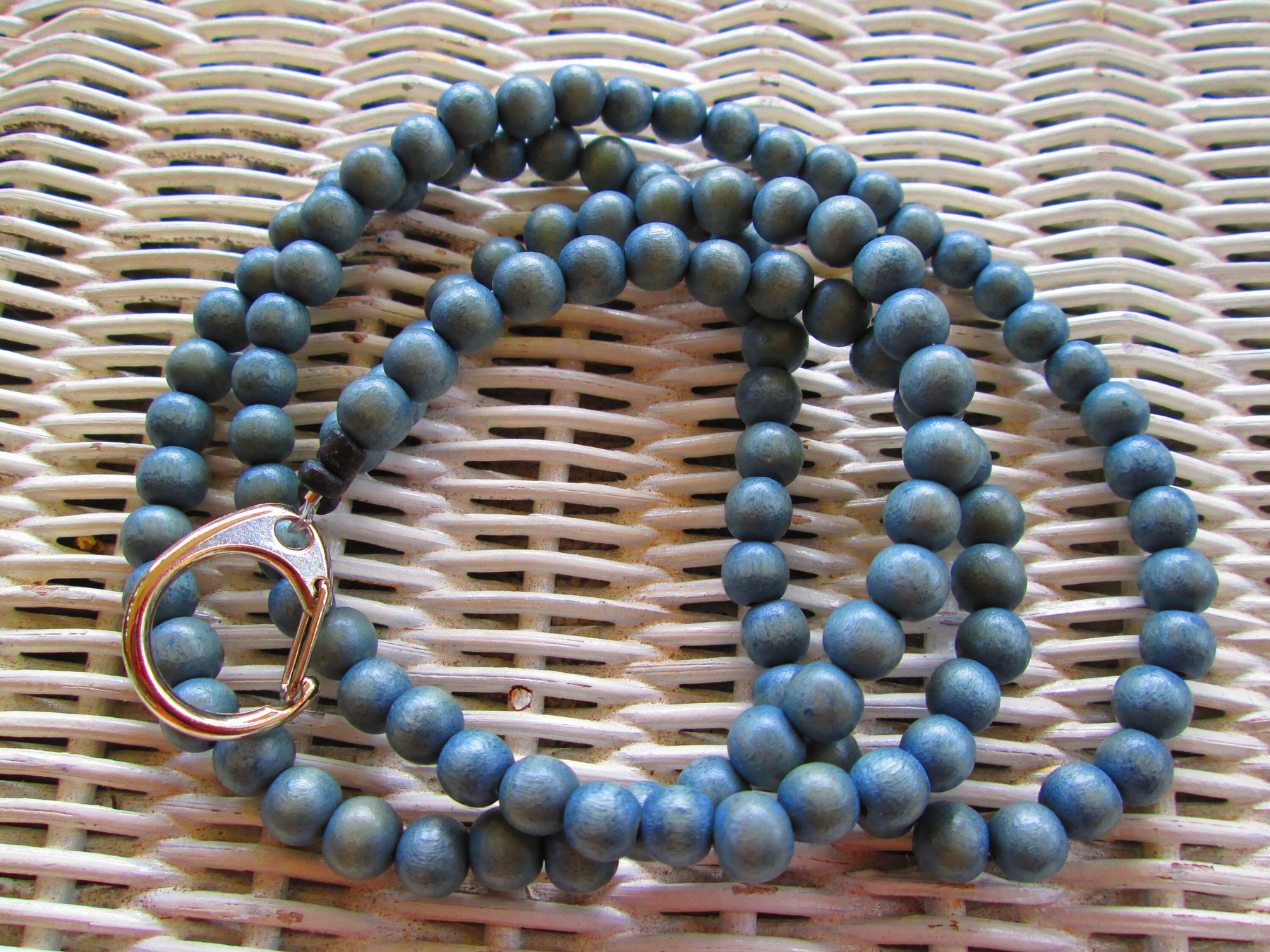 Lanyard, Bracing Blue 8mm Wood Bead Lanyard, 948, detail 3