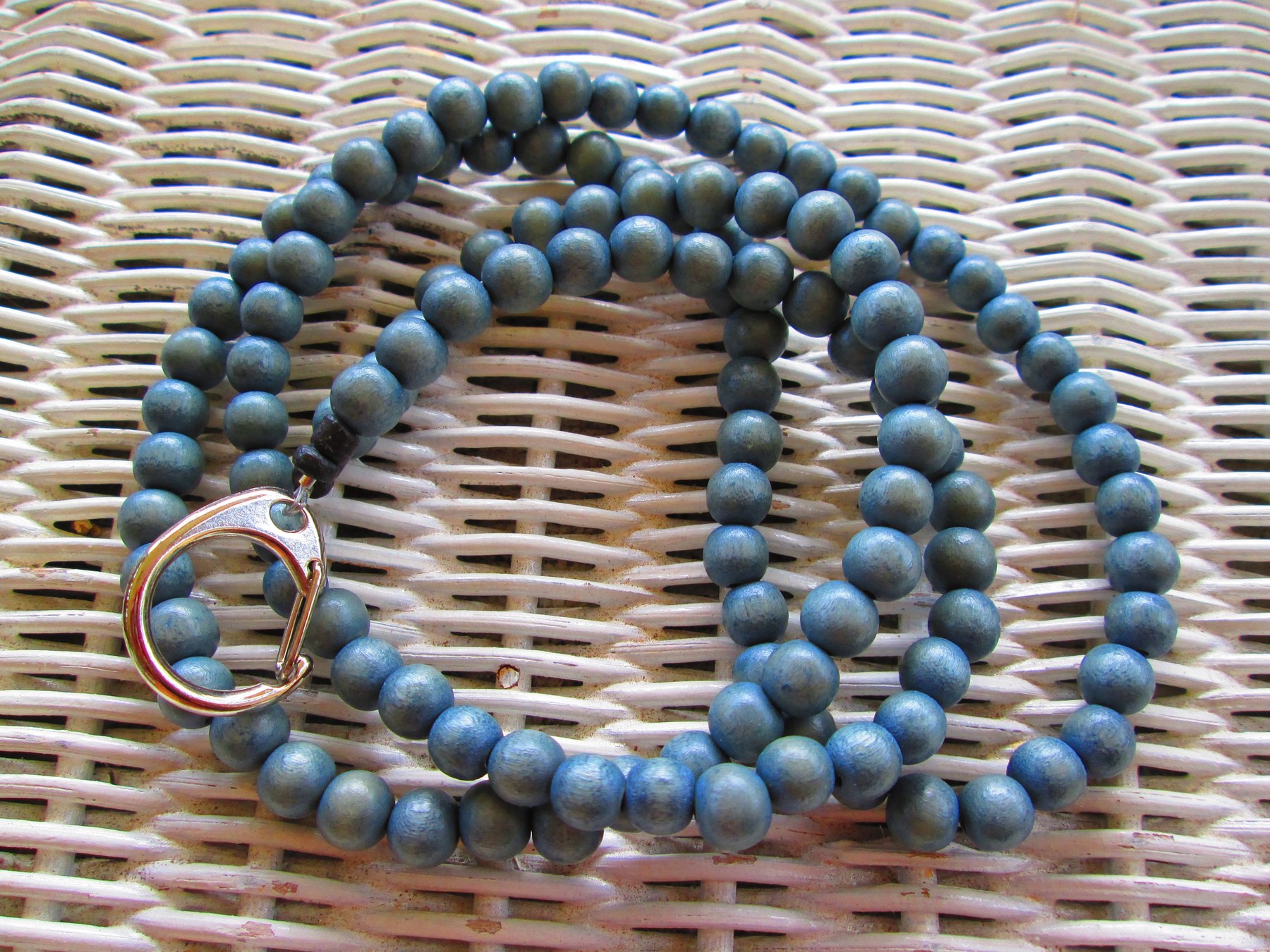 Lanyard, Bracing Blue 8mm Wood Bead Lanyard, 948, detail 4