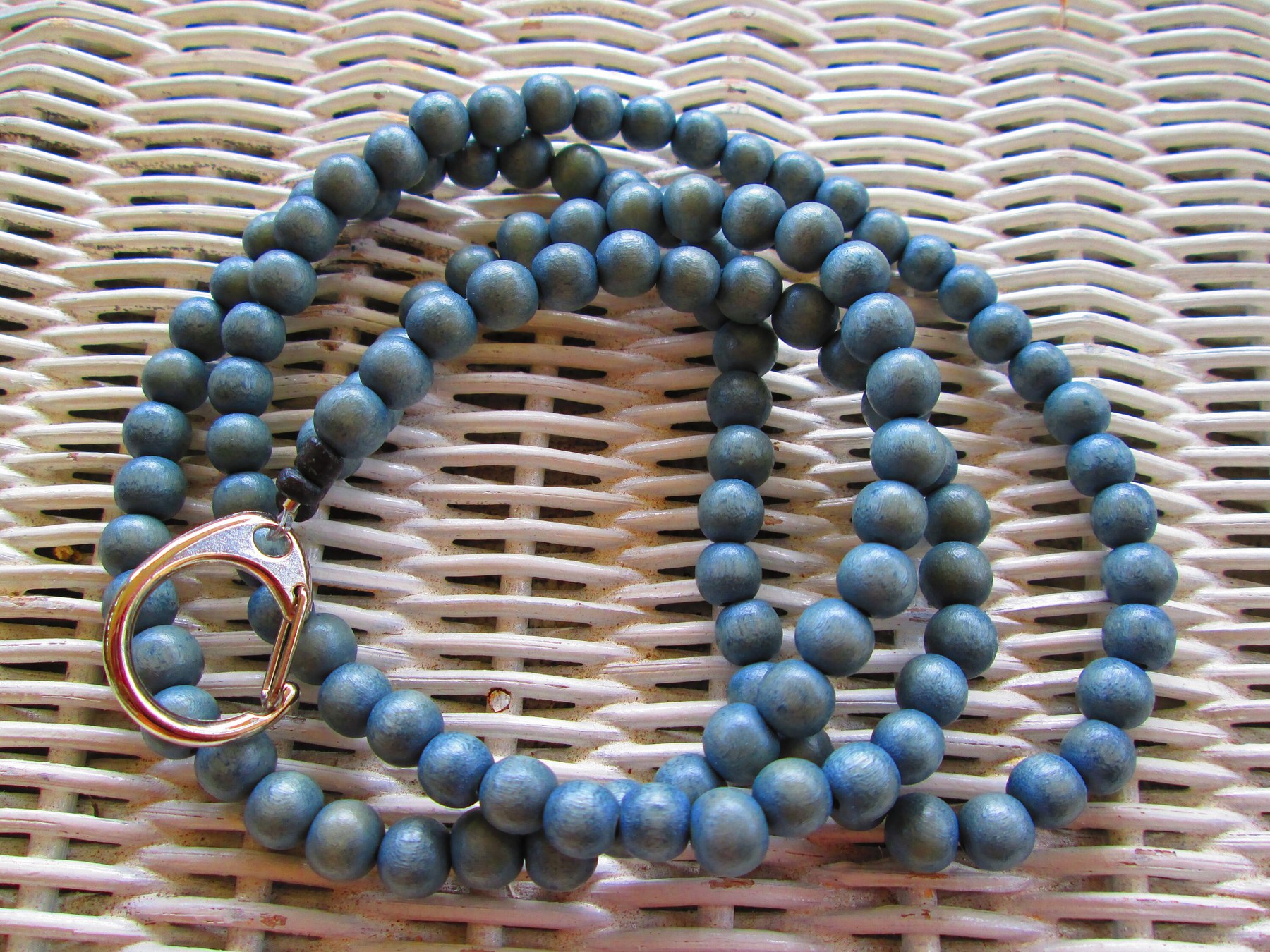 Lanyard, Bracing Blue 8mm Wood Bead Lanyard, 948, detail 5