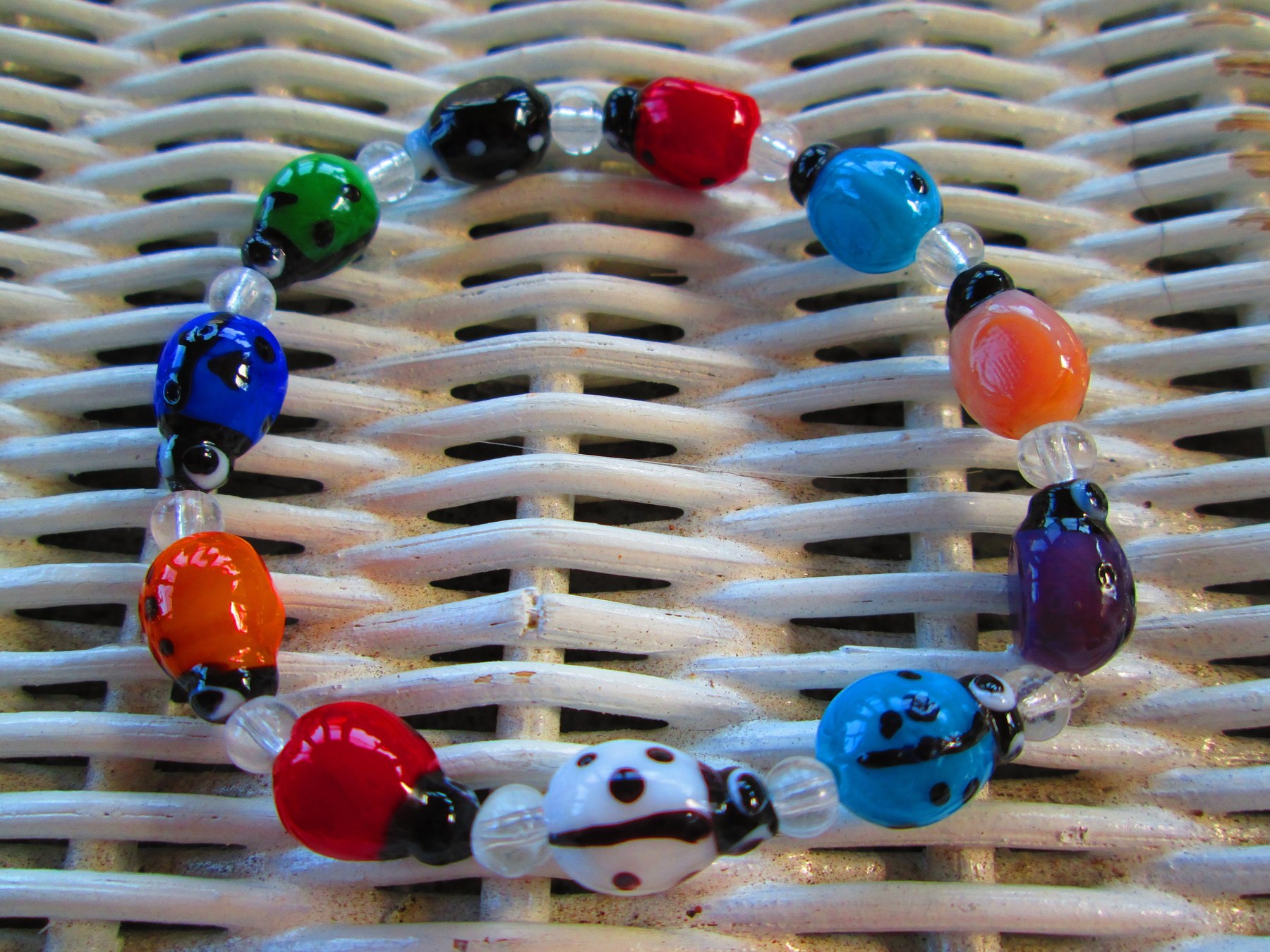 Handmade Ladybug Bead Bracelet: Multi-Color Glass Teen Jewelry, BUY one GET one FREE 321