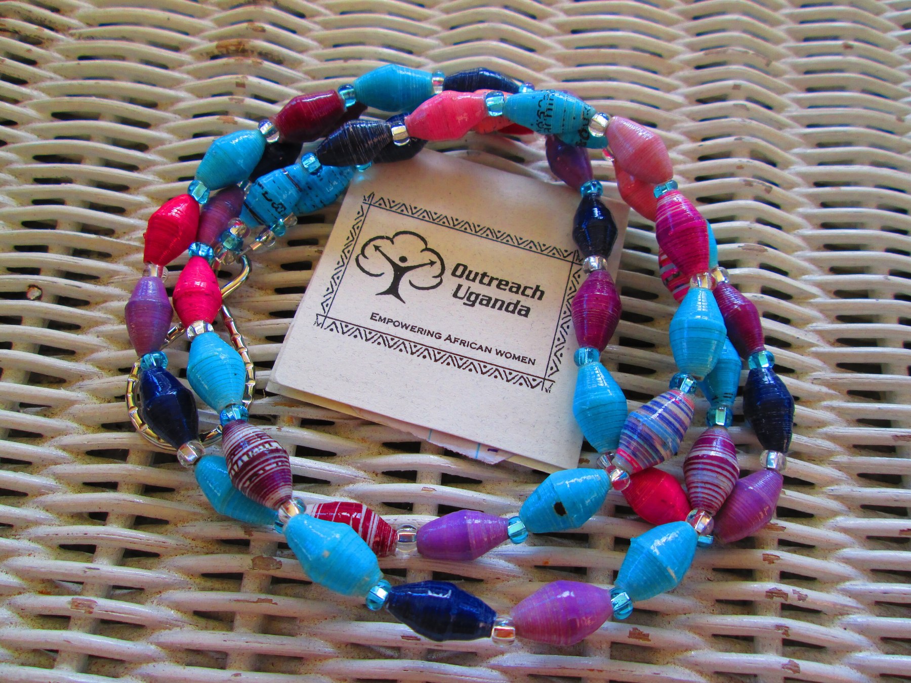 Evening Sky Paper Bead Lanyard: Uganda Outreach ID Badge, detail 2