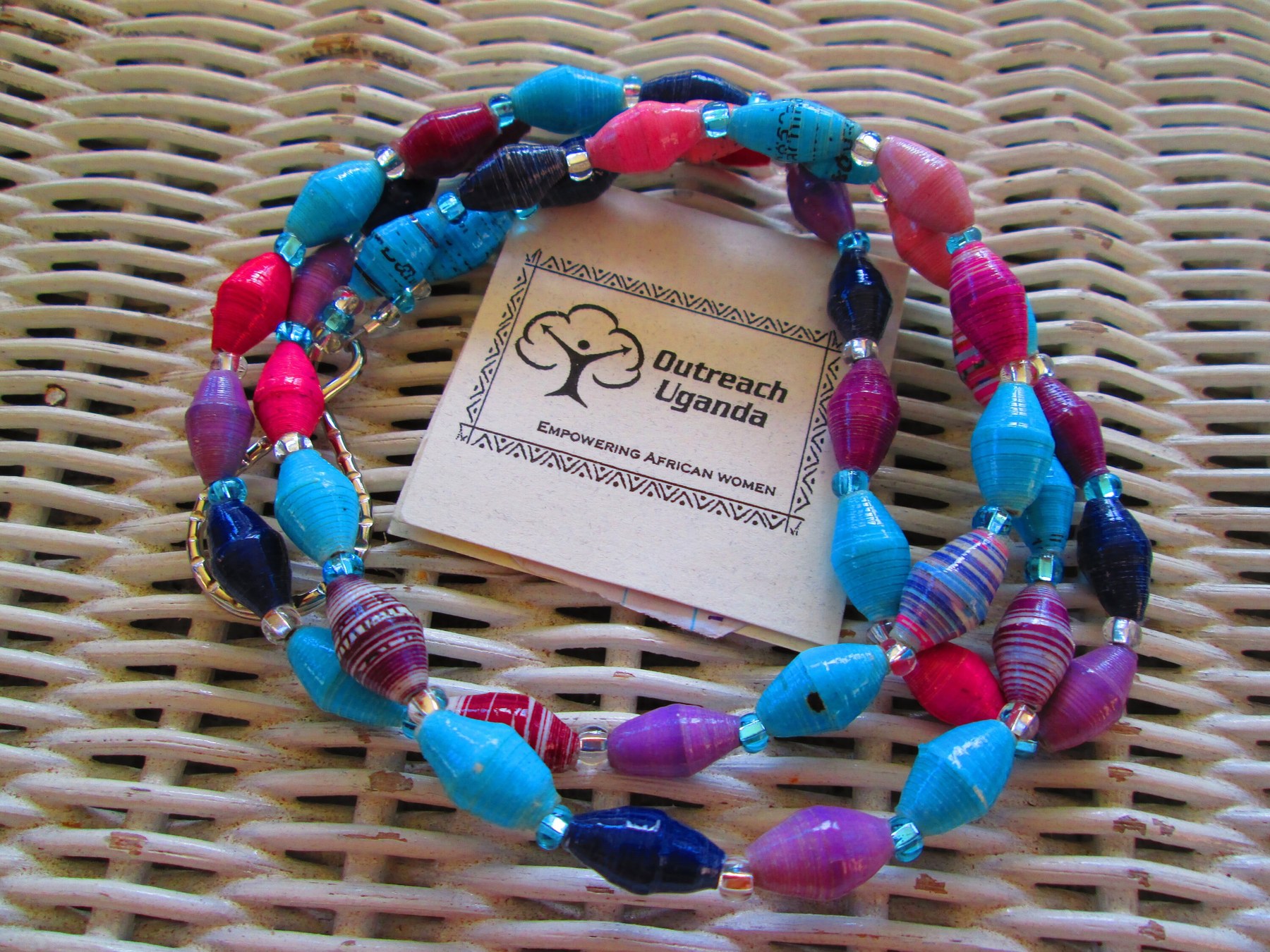 Evening Sky Paper Bead Lanyard: Uganda Outreach ID Badge, detail 3