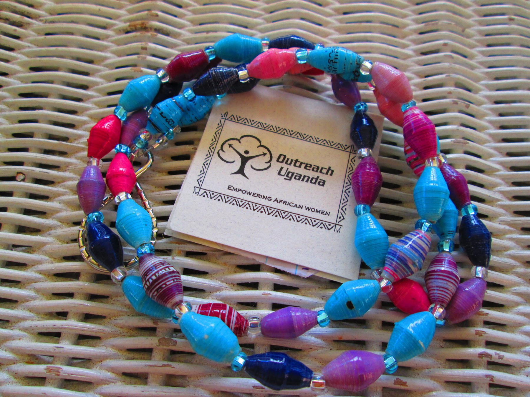 Evening Sky Paper Bead Lanyard: Uganda Outreach ID Badge, detail 4