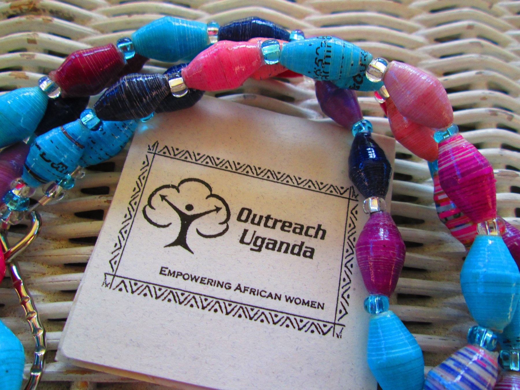 Evening Sky Paper Bead Lanyard: Uganda Outreach ID Badge, detail 5