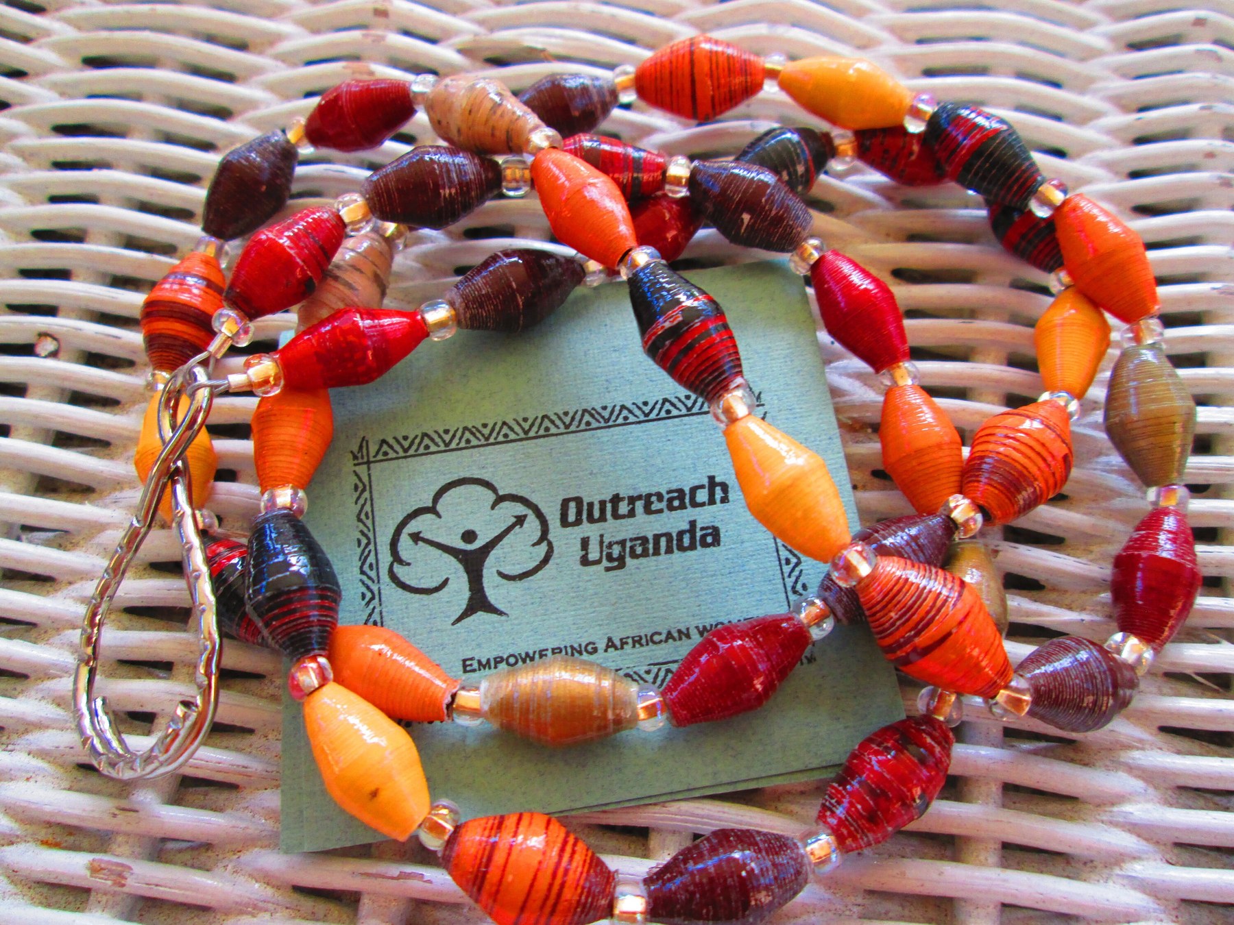Lanyard, Outreach Uganda Cinnamon Mocha paper beaded lanyard, 972