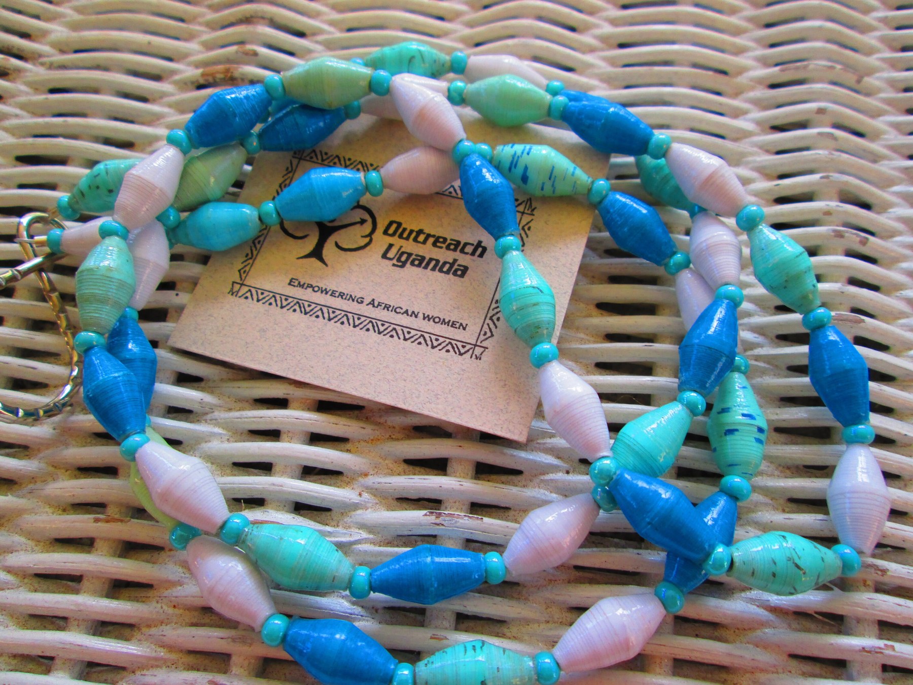 Lanyard, Outreach Uganda Sea Glass paper beaded lanyard, 968