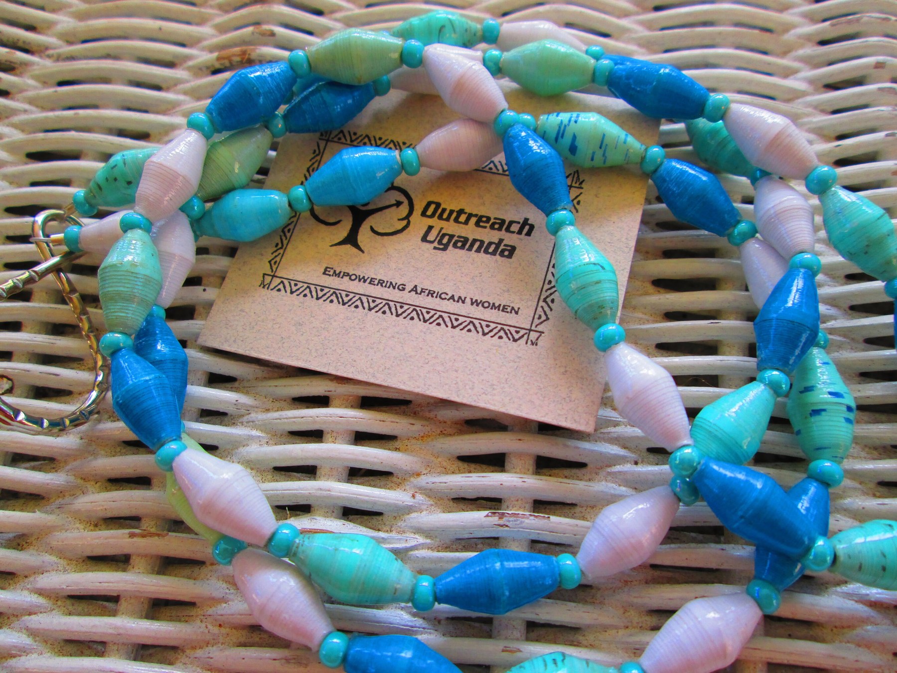 Lanyard, Outreach Uganda Sea Glass paper beaded lanyard, 968, detail 4