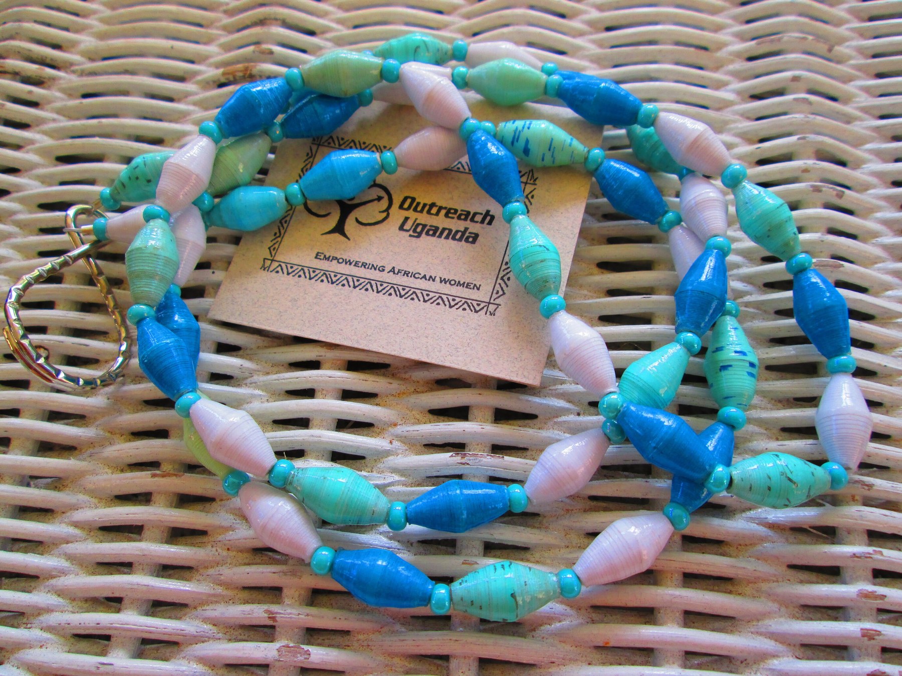 Lanyard, Outreach Uganda Sea Glass paper beaded lanyard, 968, detail 5