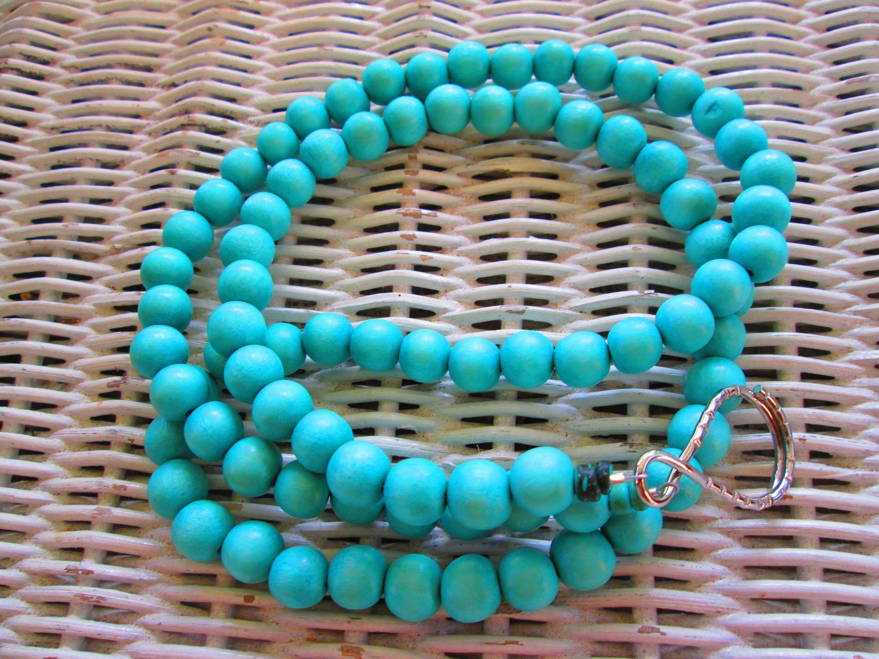 Lanyard, Turquoise 10mm Wood Beaded Handmade Lanyard, 961, detail 5