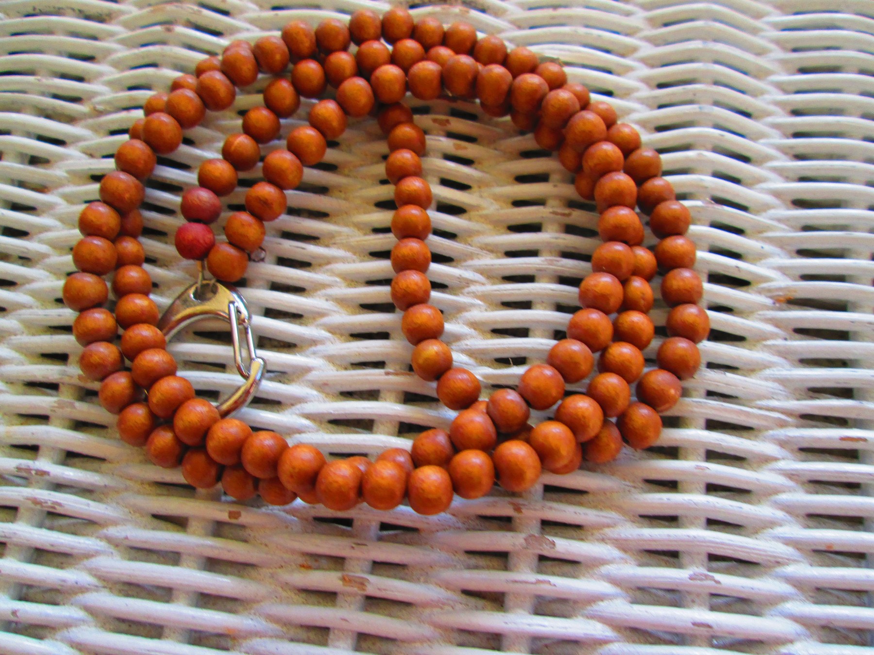 Lanyard, Terra Cotta 6mm Wood Handmade Beaded Lanyard, 956
