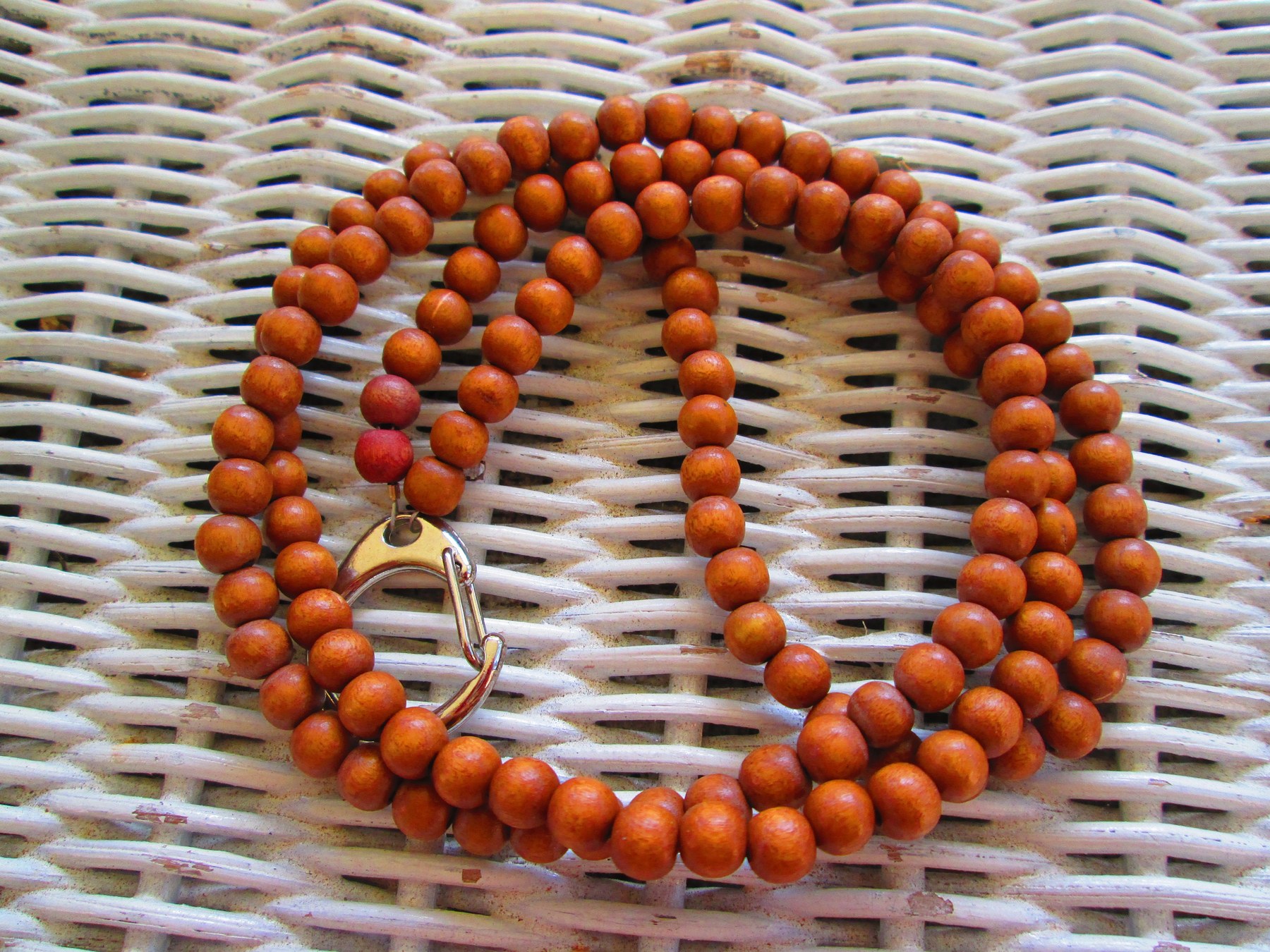 Lanyard, Terra Cotta 6mm Wood Handmade Beaded Lanyard, 956, detail 2