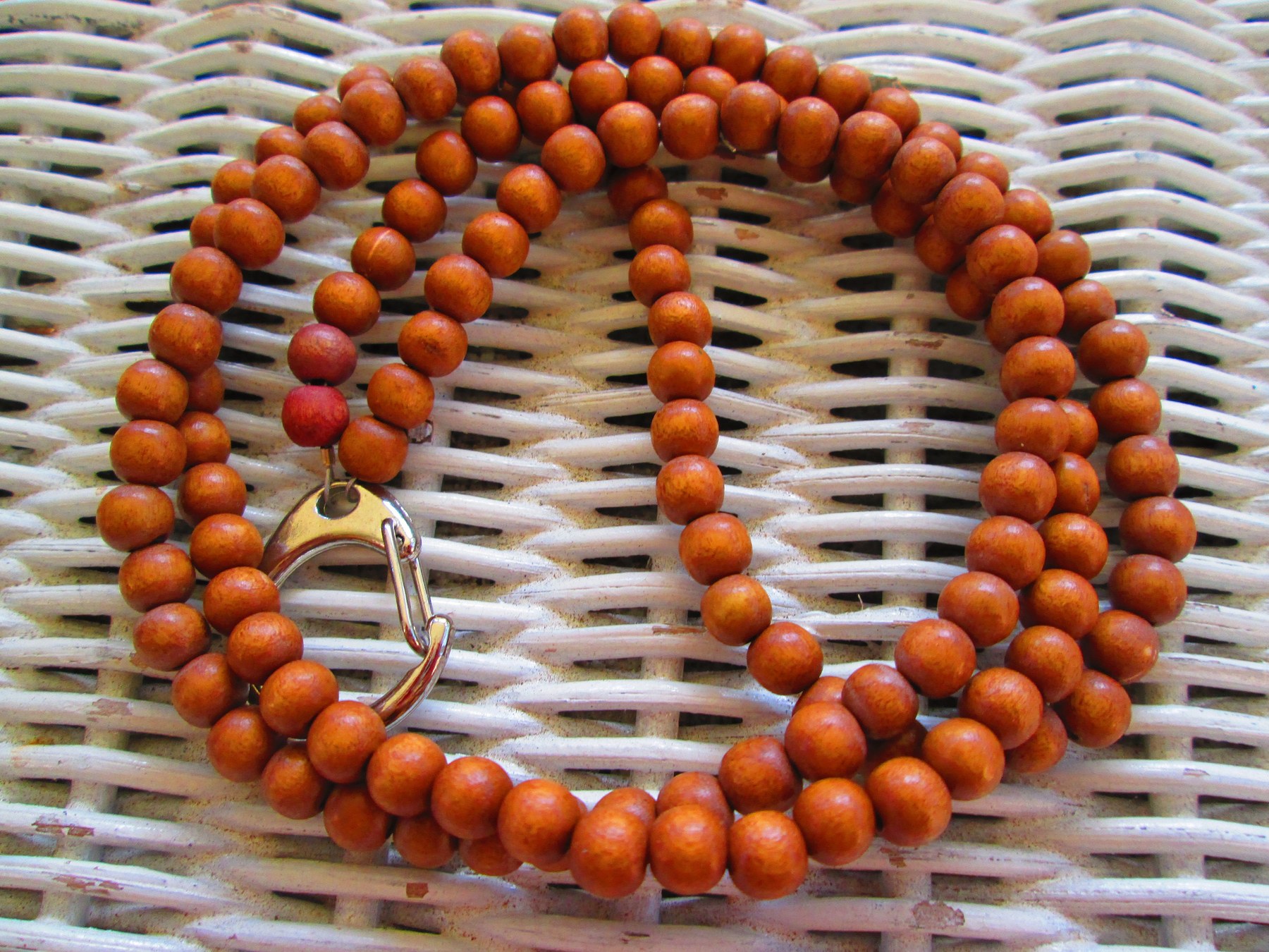 Lanyard, Terra Cotta 6mm Wood Handmade Beaded Lanyard, 956, detail 3