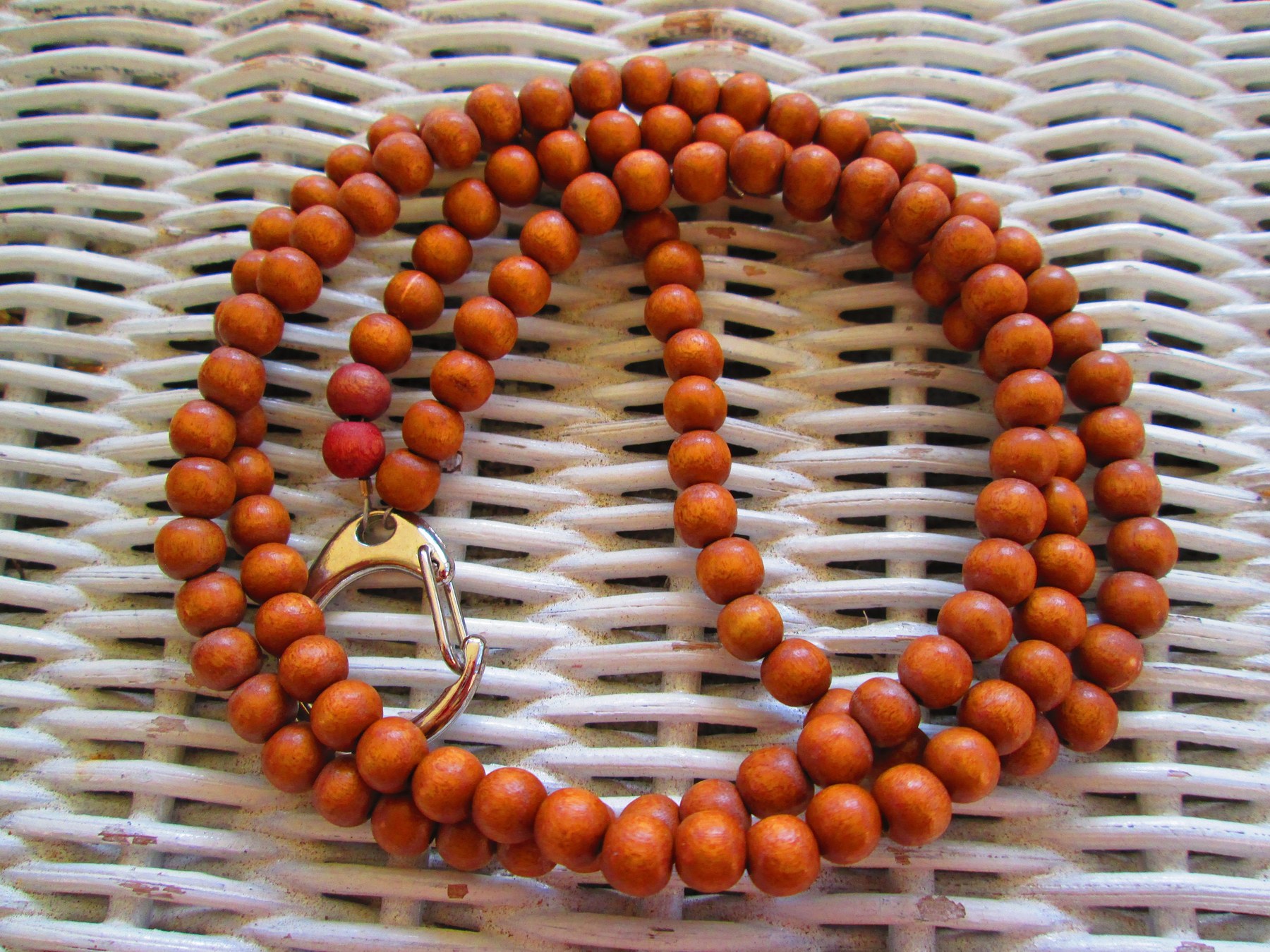 Lanyard, Terra Cotta 6mm Wood Handmade Beaded Lanyard, 956, detail 4