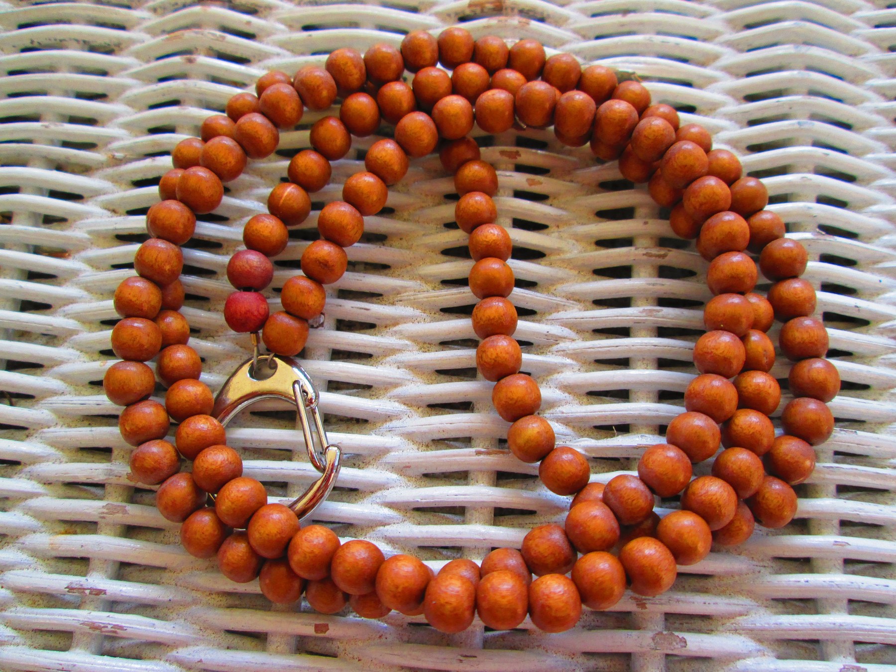 Lanyard, Terra Cotta 6mm Wood Handmade Beaded Lanyard, 956, detail 5