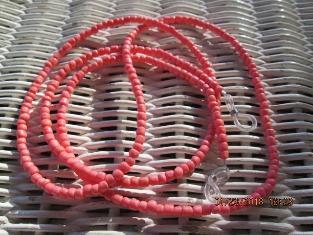 Handmade Coral Beaded Eyeglass Chain, 1028