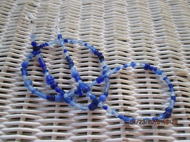 Blue Beaded Eyeglass Chain: Handmade Glass Bead Wirem 1011