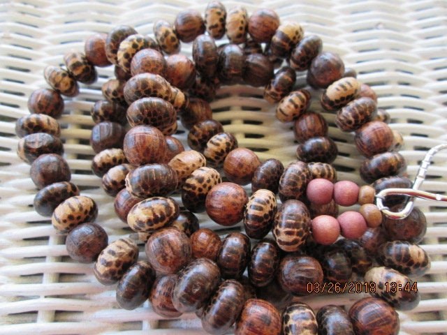 Handmade Wood Beaded Lanyard: Wheel Coco ID Badge Holder, 1990