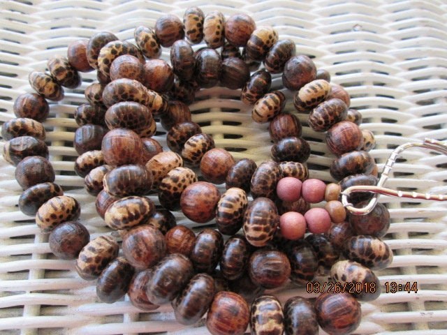 Handmade Wood Beaded Lanyard: Wheel Coco ID Badge Holder, 1990, detail 2
