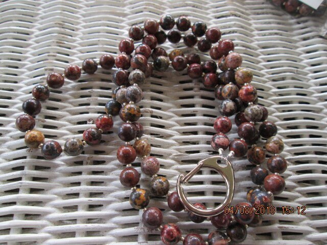 Lanyard , Leopard Jasper 8mm Stone Bead Lanyard, 998, detail 3