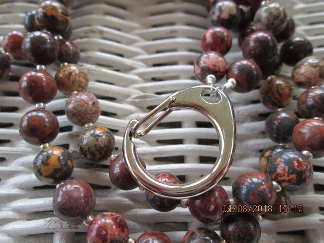 Lanyard , Leopard Jasper 8mm Stone Bead Lanyard, 998, detail 4