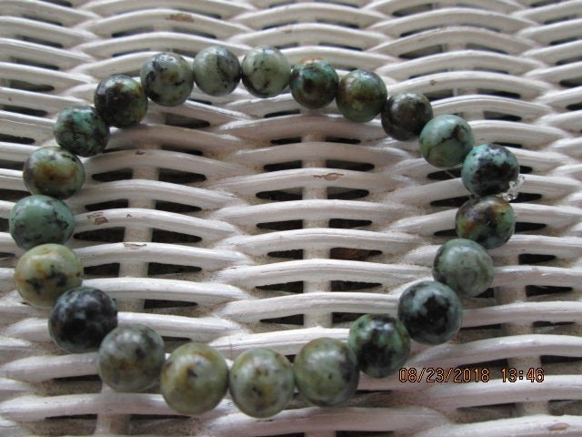 Handmade African Turquoise 8mm Beaded Bracelet BUY one GET one FREE, 1393