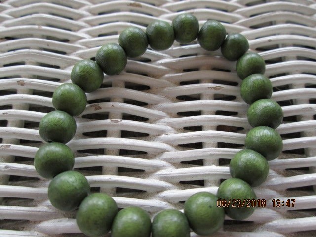 Handmade Forest Green Wood Bead Bracelet (8mm), BUY one GET one FREE, 1391, detail 2