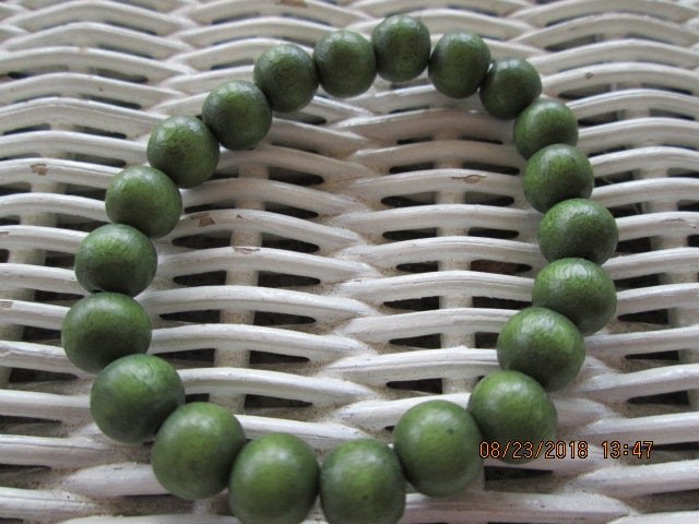 Handmade Forest Green Wood Bead Bracelet (8mm), BUY one GET one FREE, 1391, detail 4