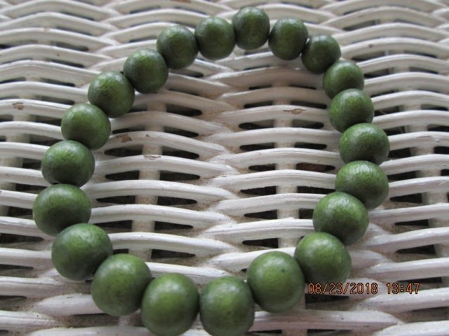 Handmade Forest Green Wood Bead Bracelet (8mm), BUY one GET one FREE, 1391, detail 5