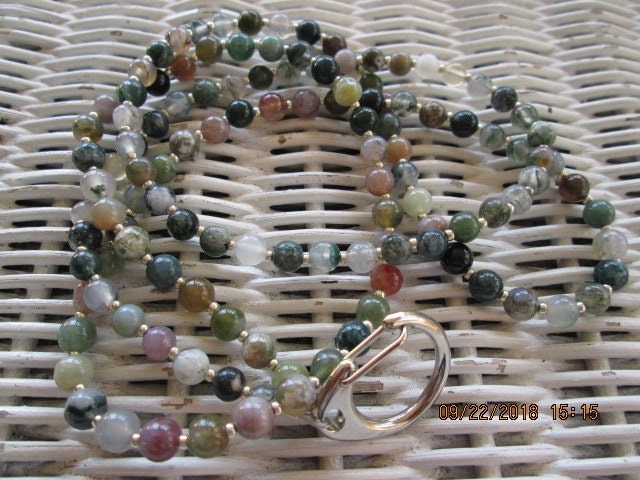 Fancy Jasper Beaded Lanyard, Natural Gemstone ID Badge Holder Necklace, Eyeglass Chain, Teacher Nurse Gift, detail 5