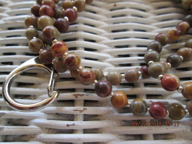 Lanyard, Chinese Rainbow Jasper 6mm Lanyard, 706, detail 2