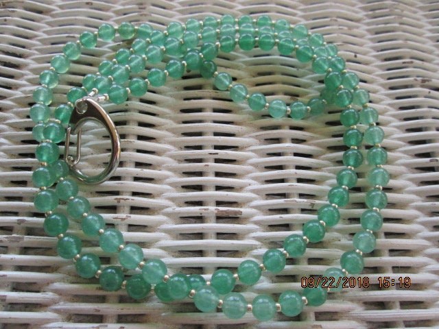 Lanyard, Green Aventurine 6mm Beaded Lanyard, 715