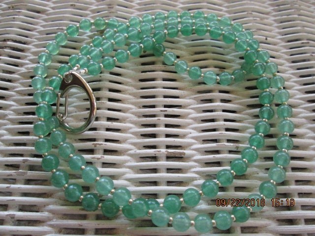 Lanyard, Green Aventurine 6mm Beaded Lanyard, 715, detail 2