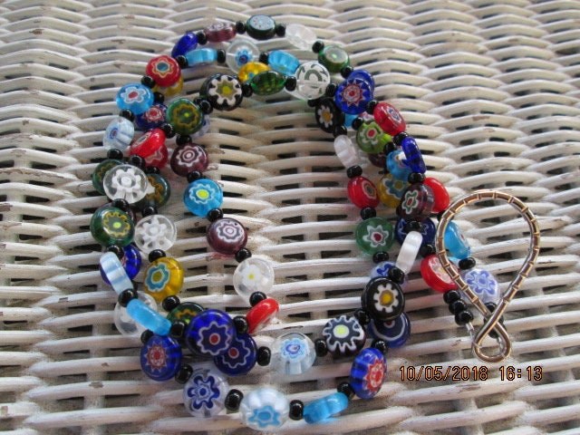 Lanyard, Millefiori Beaded lanyard, 728
