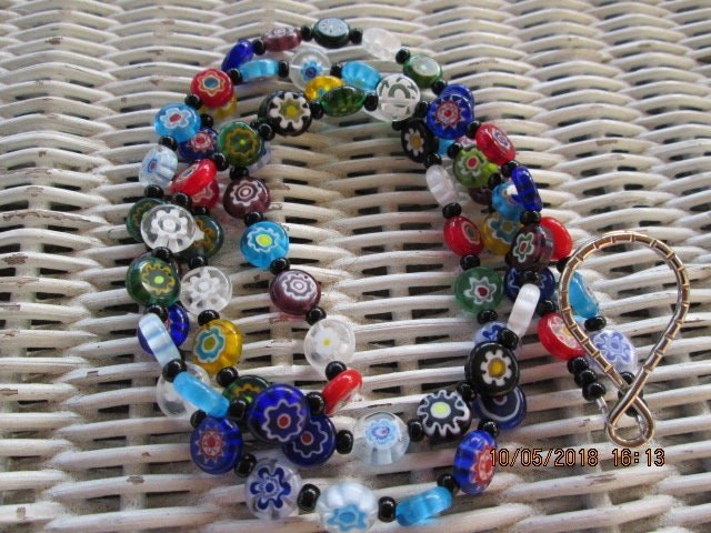 Lanyard, Millefiori Beaded lanyard, 728, detail 2
