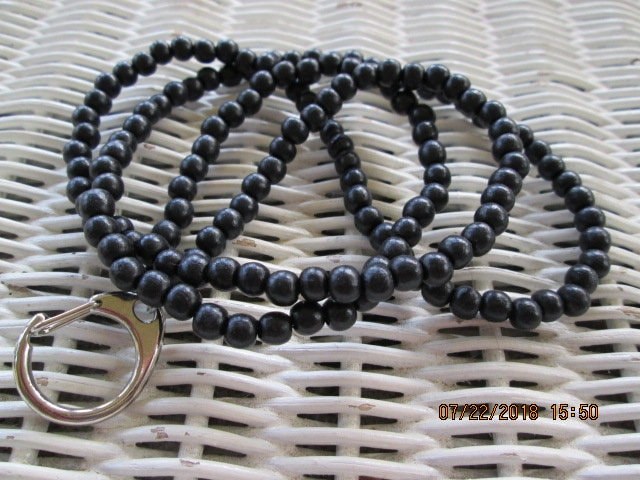 Black 6mm Wood Lanyard, 1707
